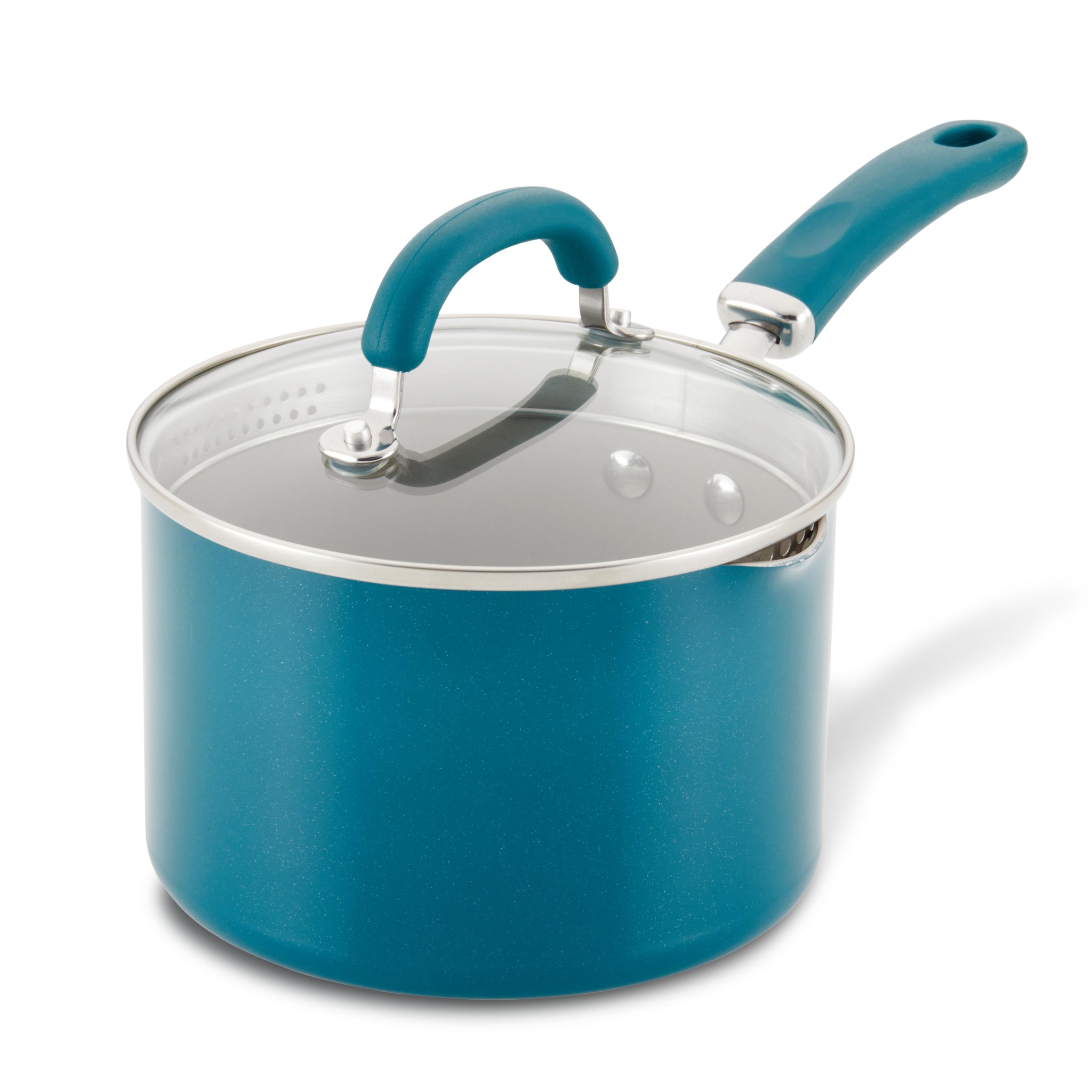 3-Quart Nonstick Straining Saucepan | Teal Shimmer