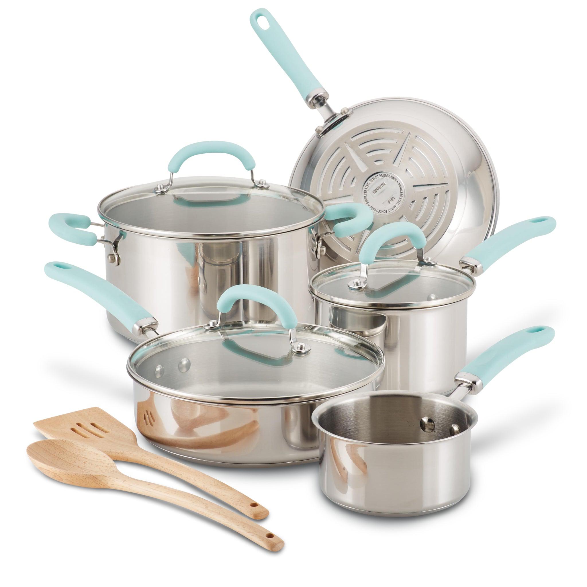 Stainless Steel 10-Piece Cookware Set | Light Blue