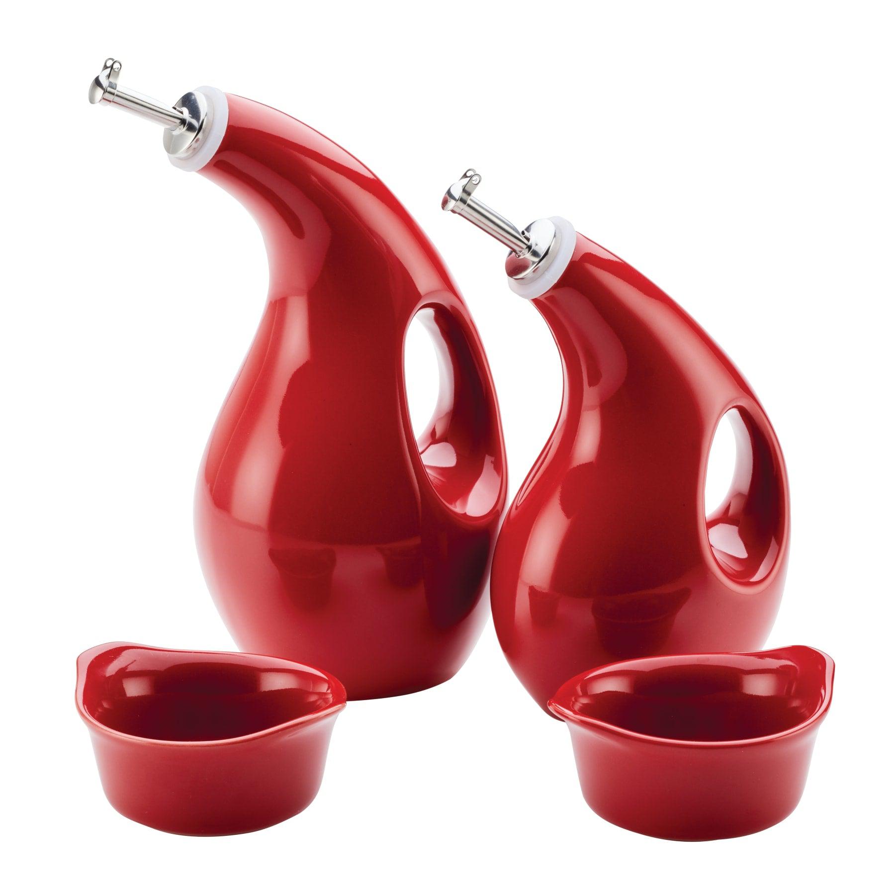 EVOO Bottle and Ramekin Dipper Set | Red