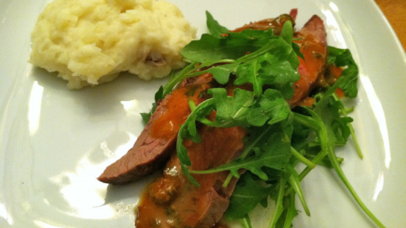 Flatiron Steaks with Cheesy, Tangy Mashed Potatoes