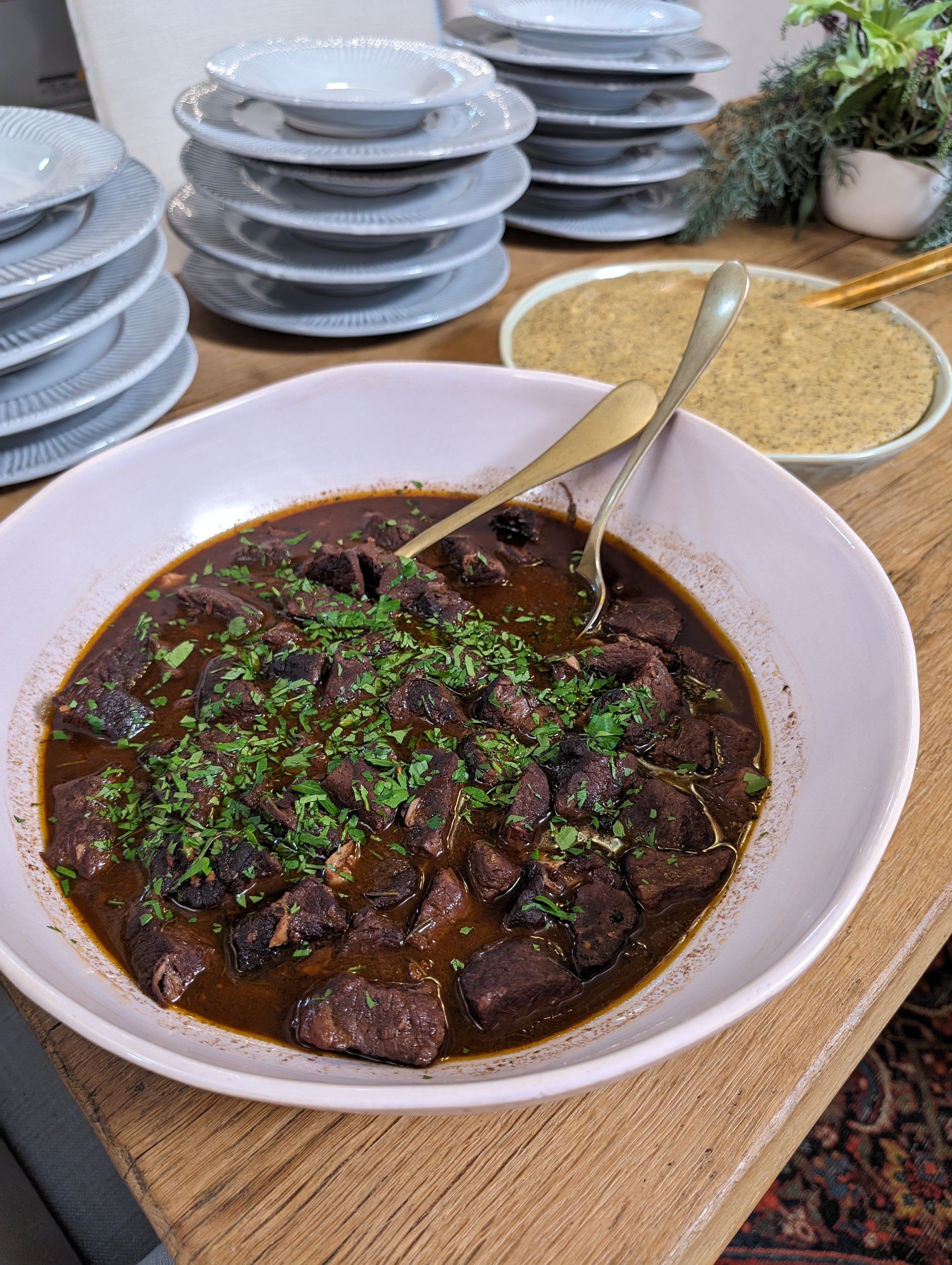 Red Wine Beef Stew Over Polenta Recipe