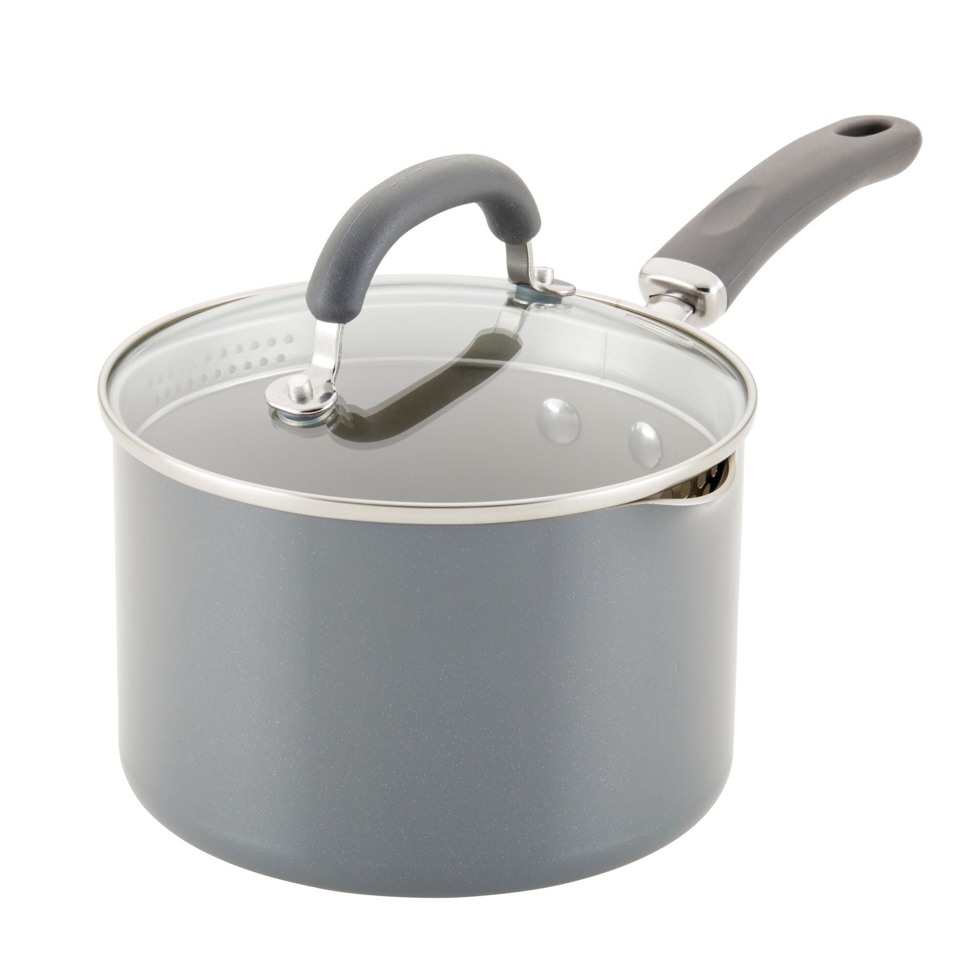 3-Quart Nonstick Straining Saucepan | Gray Shimmer