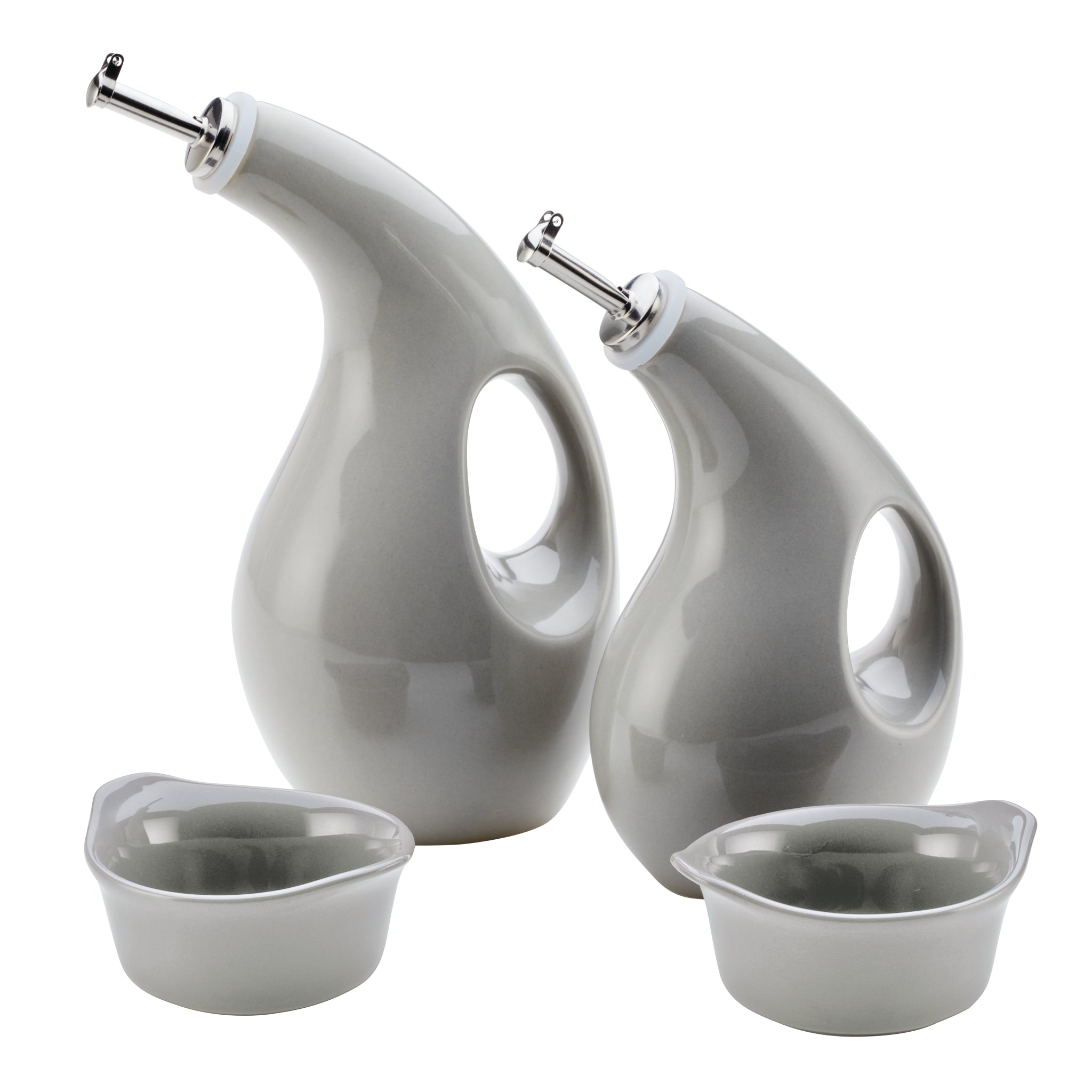 EVOO Bottle and Ramekin Dipper Set | Sea Salt Gray